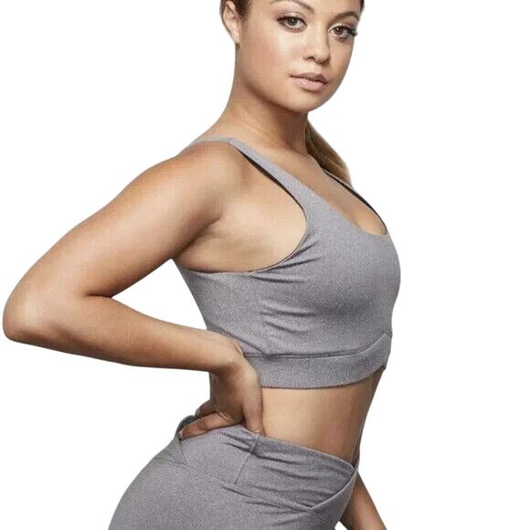 GOOD AMERICAN NEW $65‎ The Cutaway Bralette Sports Bra in Gray 0 / XS - Picture 2 of 4